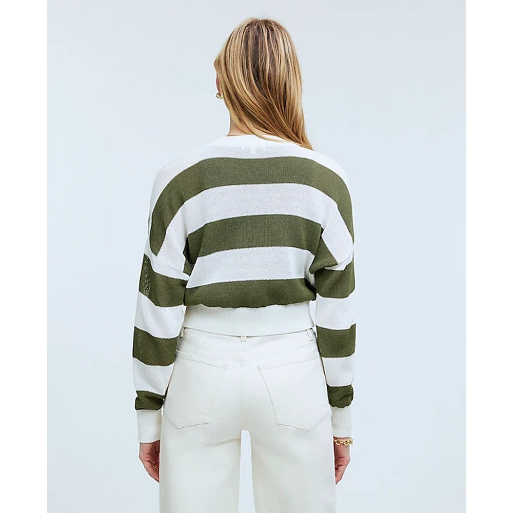 Madewell Loose Knit Crewneck Lightweight Sweater Bright Ivory Green M NWT - Picture 3 of 5